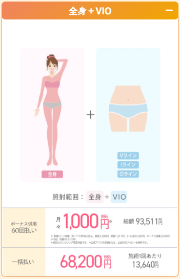 全身+VIO　68,200円