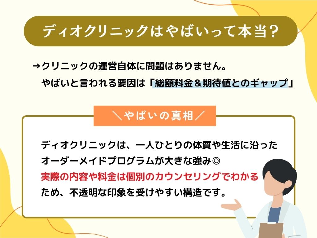 ディオクリニックが「やばい」「詐欺」と言われる理由を徹底検証